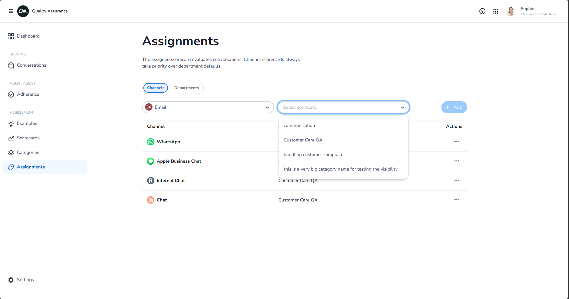 Assigning a scorecard