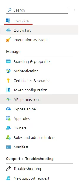 Azure App Registration overview with client ID and tenant ID