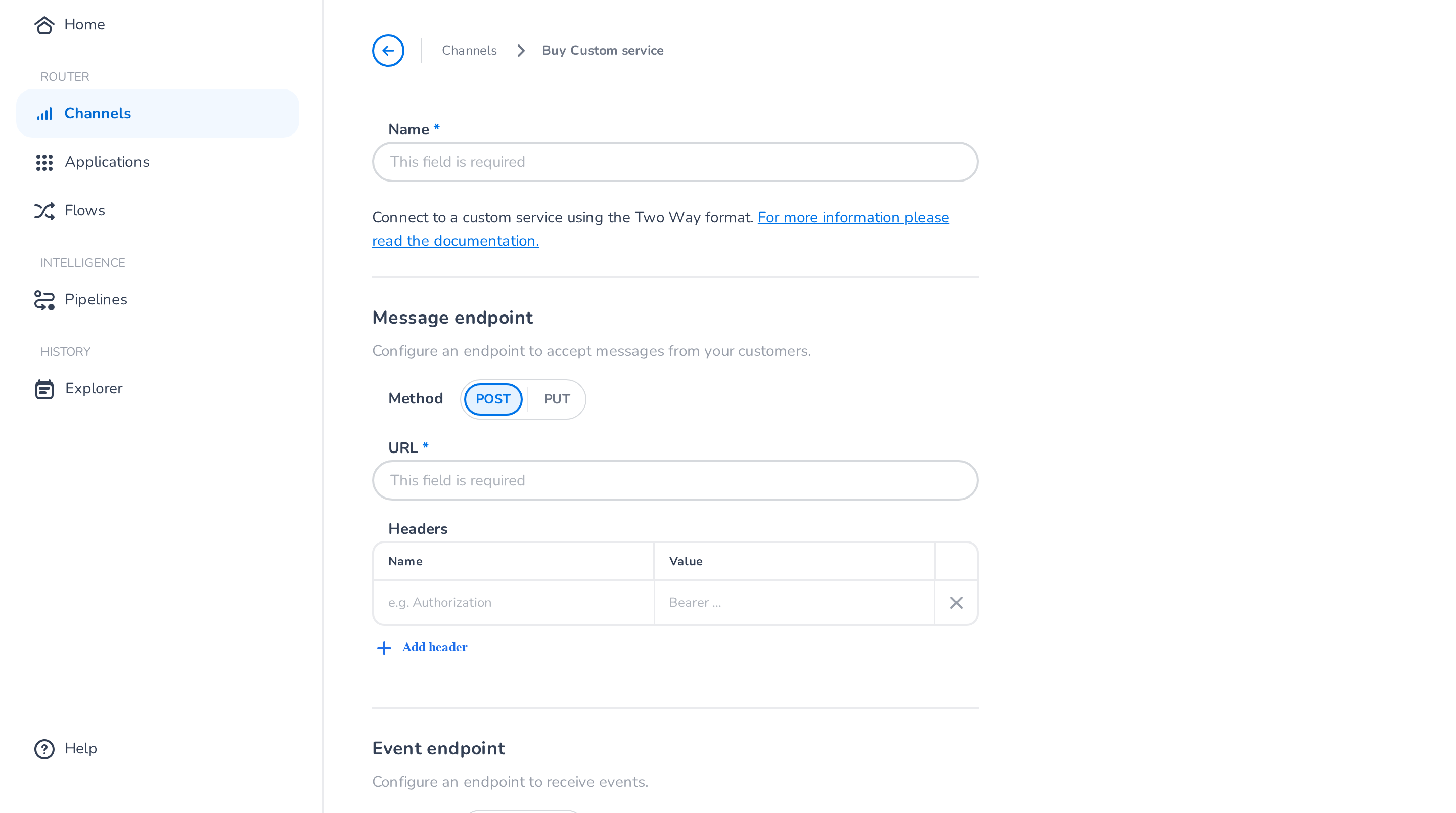 Fill out the URL to your message webhook here