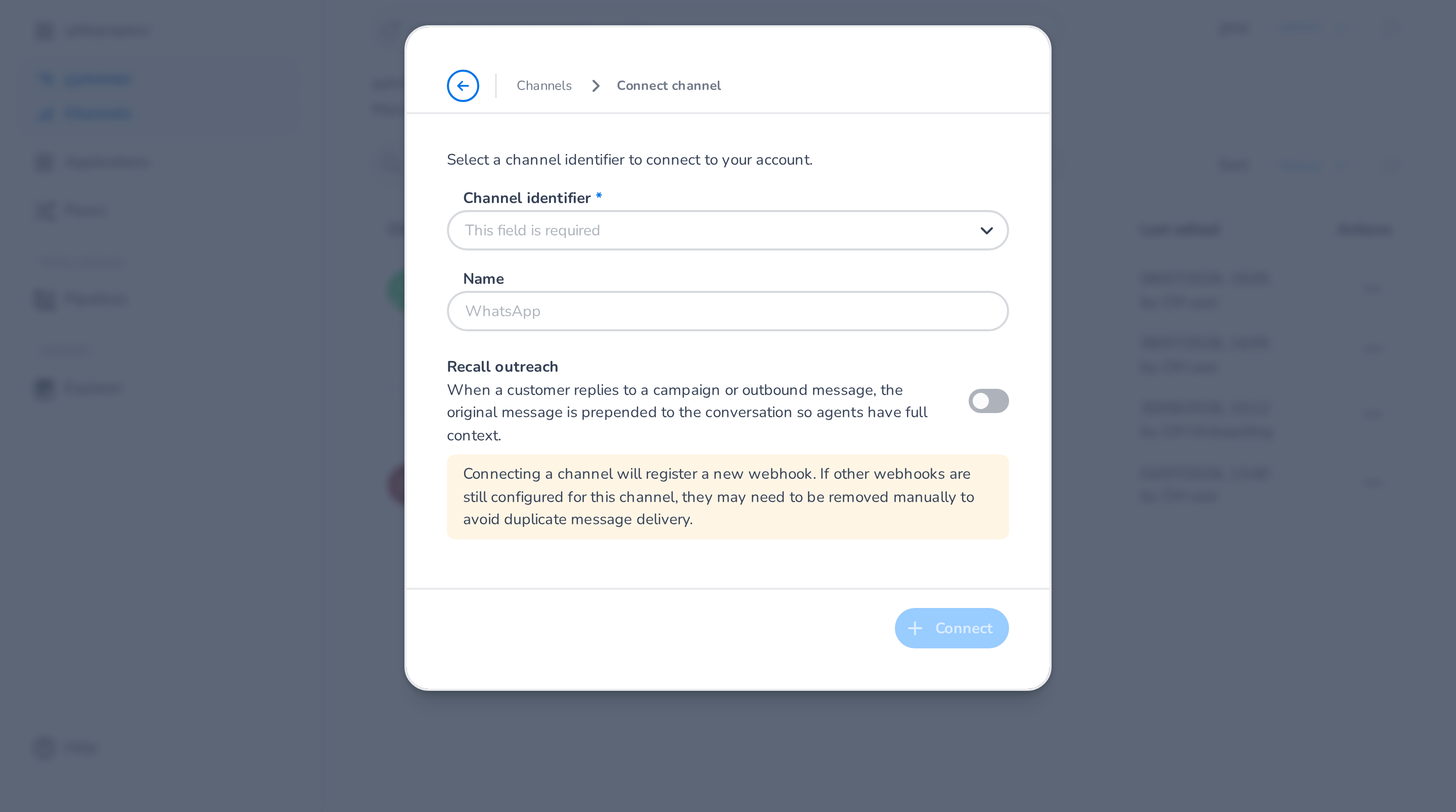 Connect channel