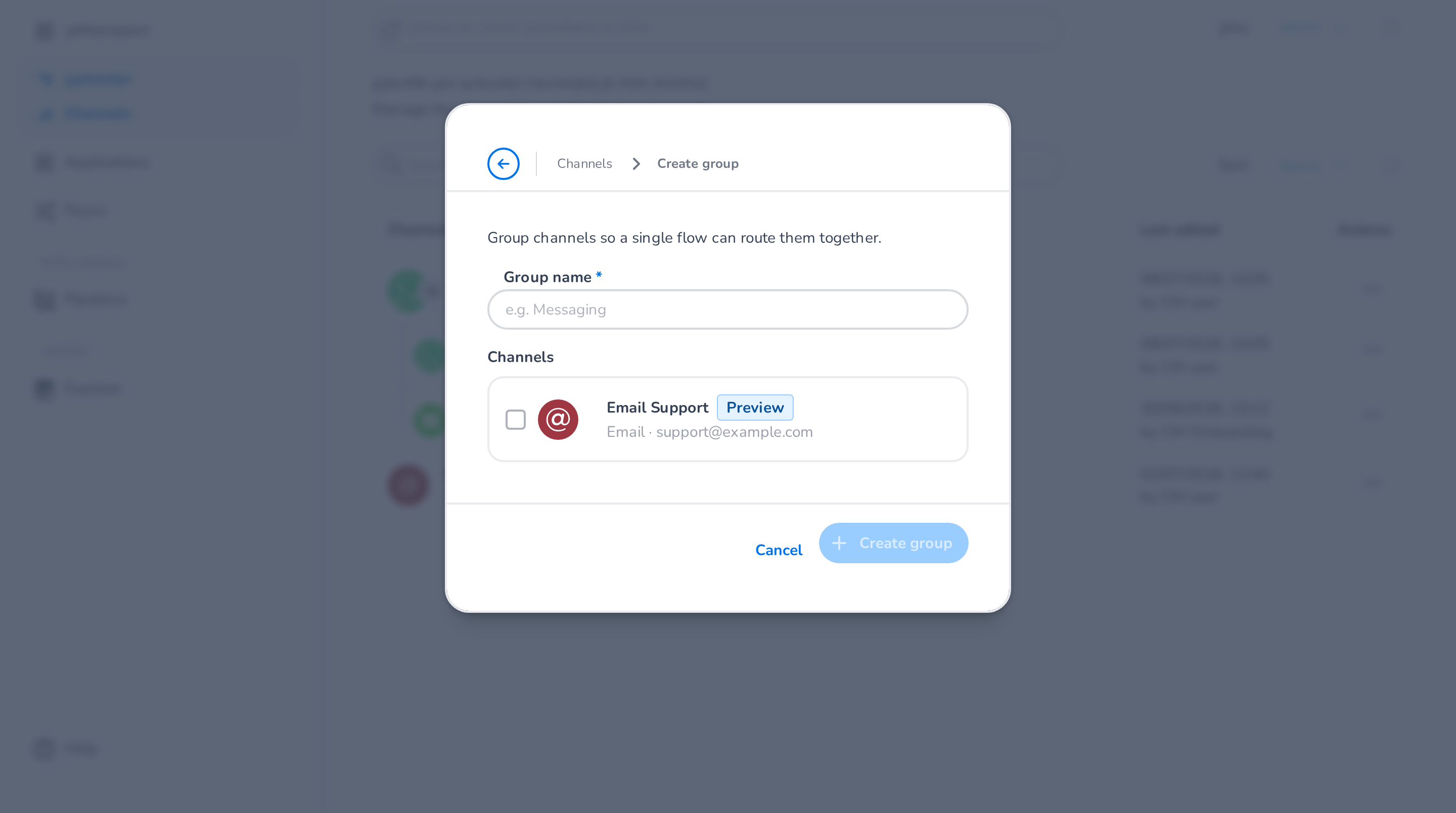 Create channels group