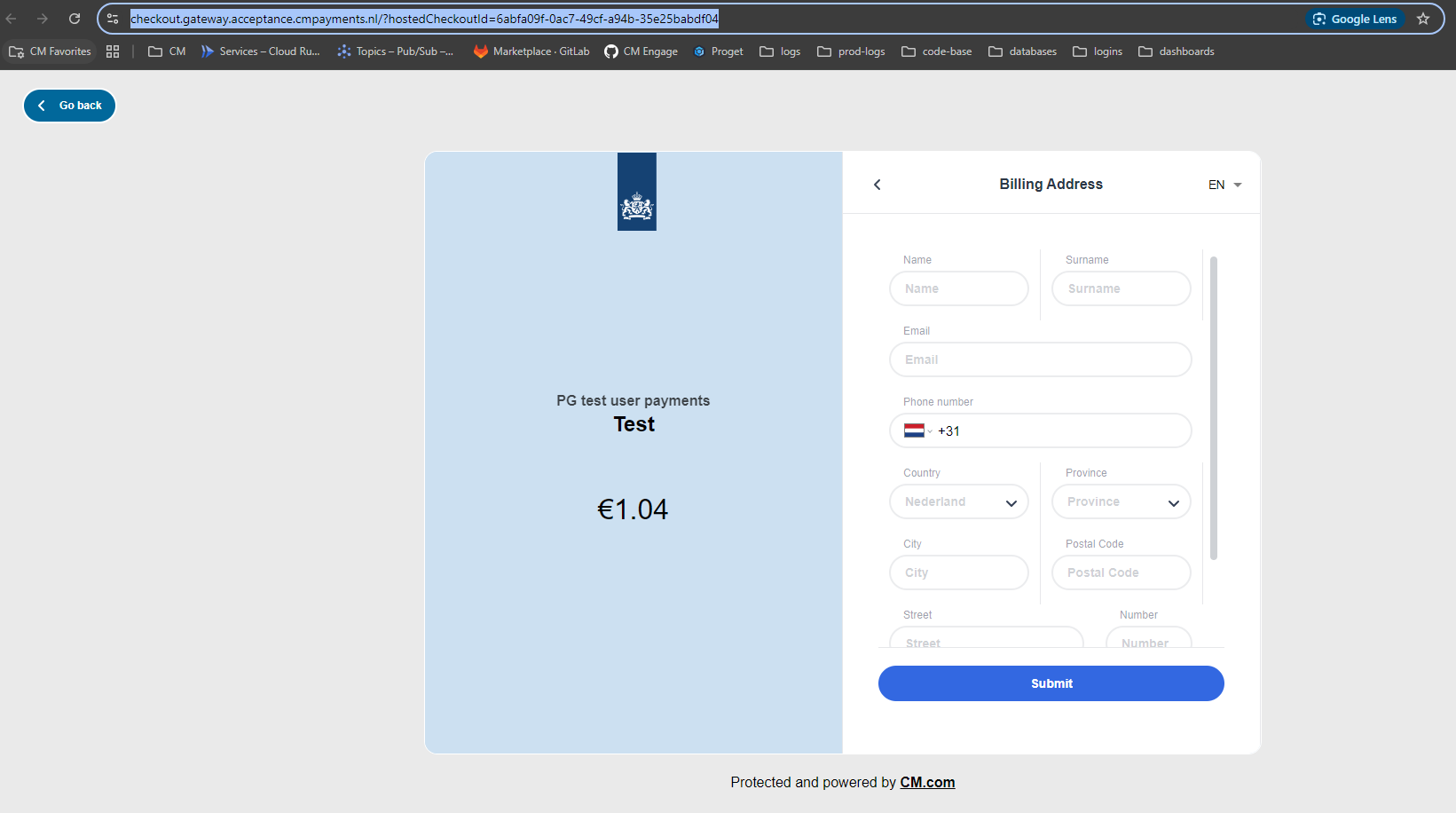 CM payment window