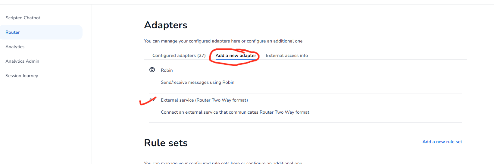 Creating a new External Service in Conversational Router