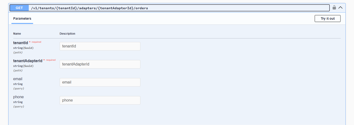 Orders endpoint example