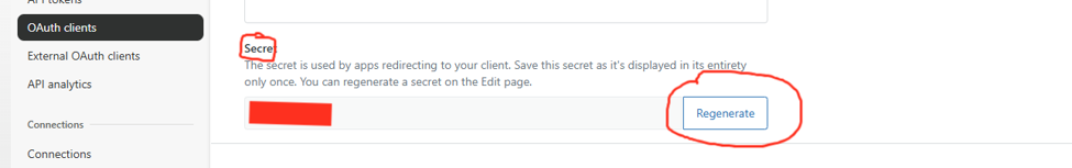Zendesk OAuth Client Secret field