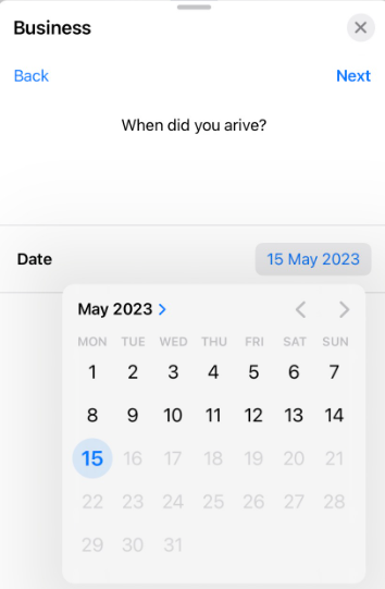 Date picker page
