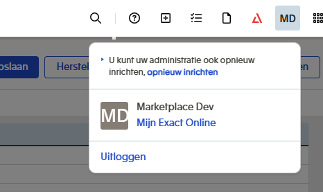 My Exact Online menu