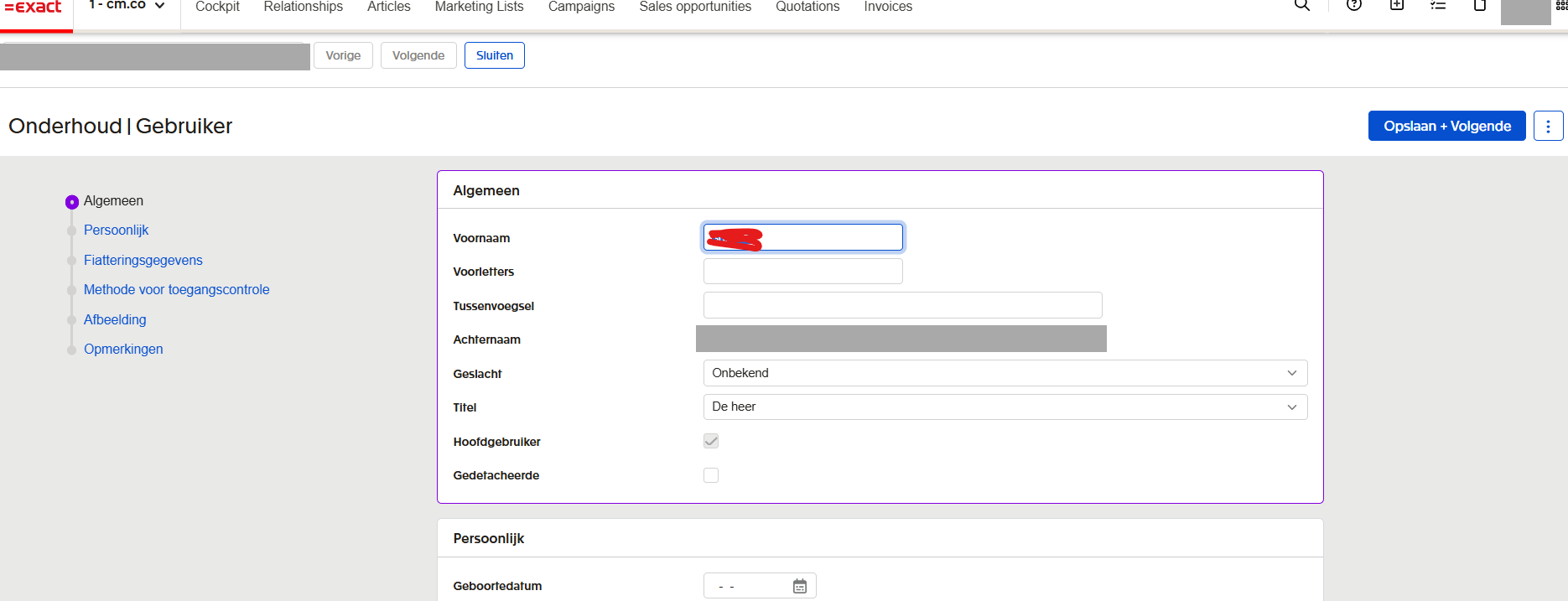 New user details form