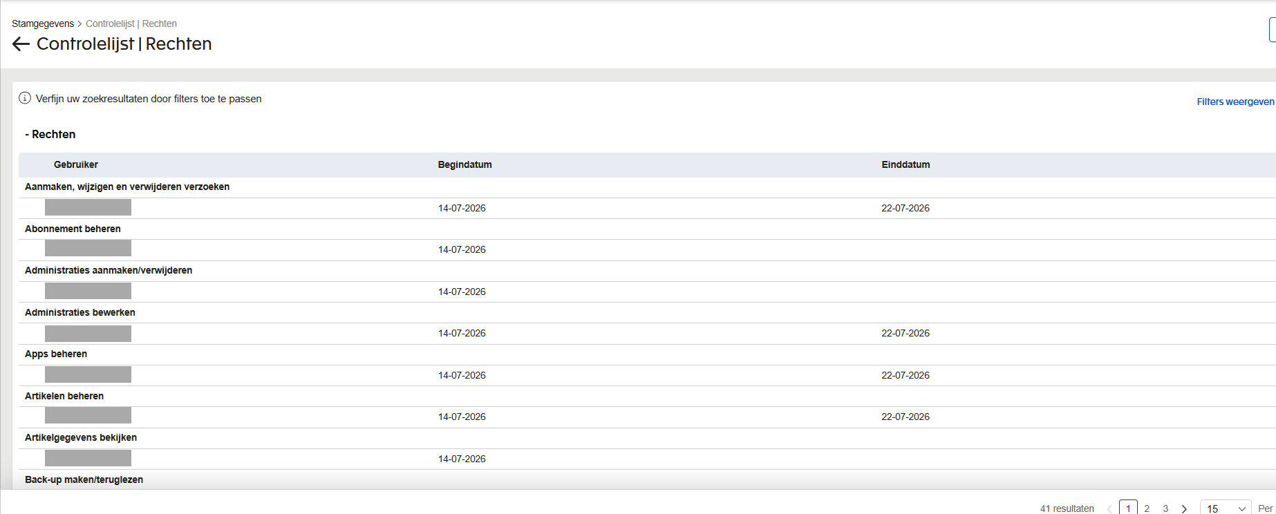 Users list to open the user card