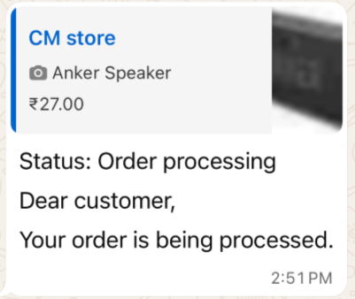 Example of an order_status message