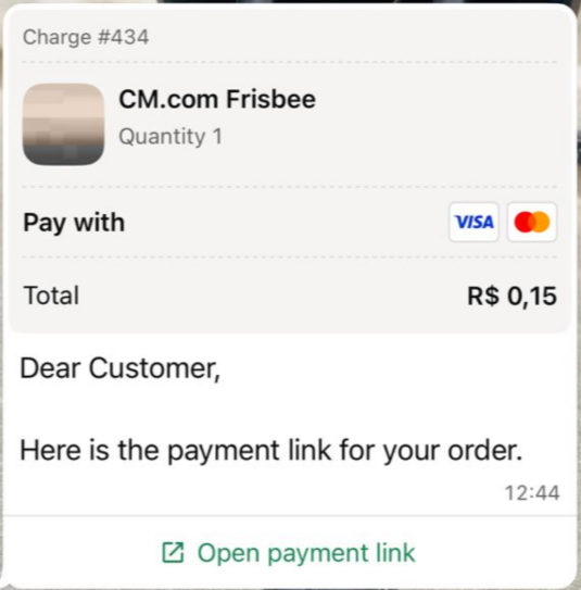 Example of a payment link template message