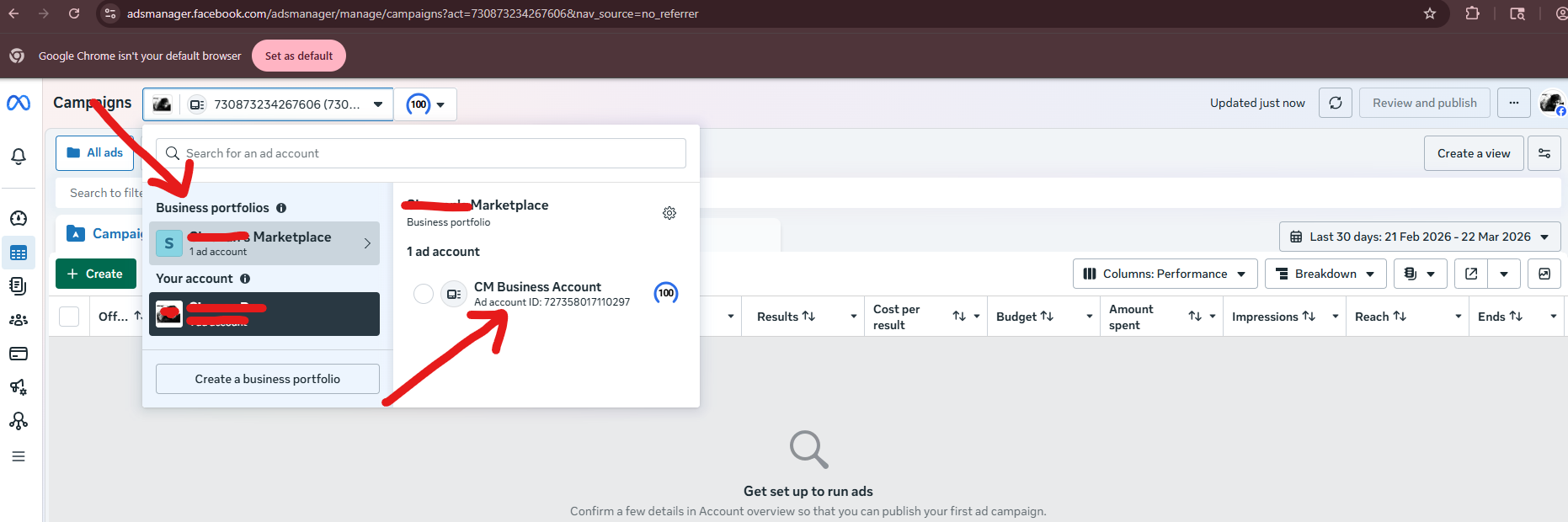 Ad Account ID below the account name in Facebook Ads Manager