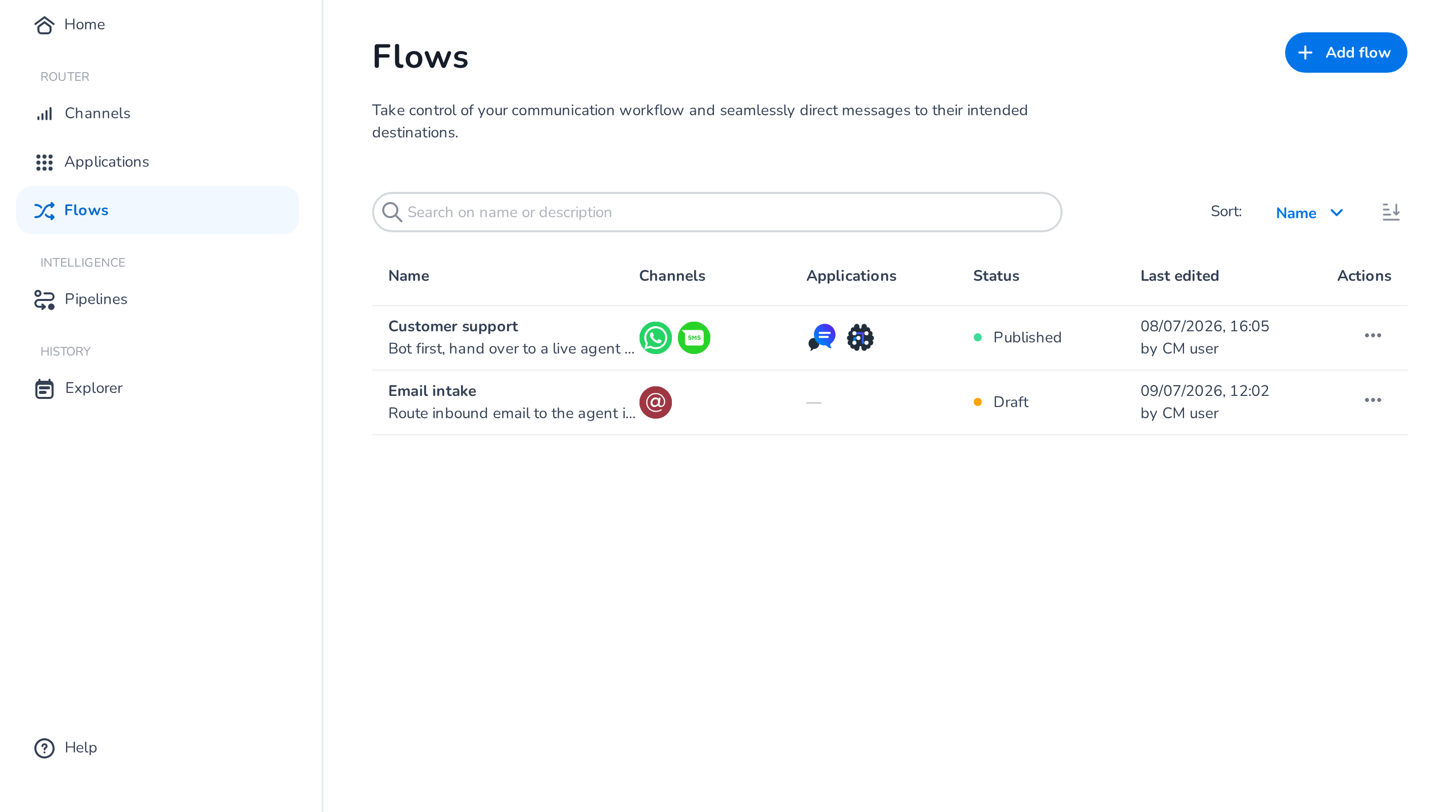Separate flows for different use cases