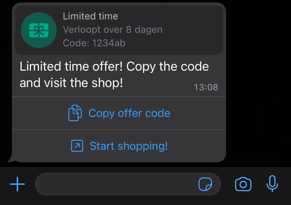Limited-time offer template message