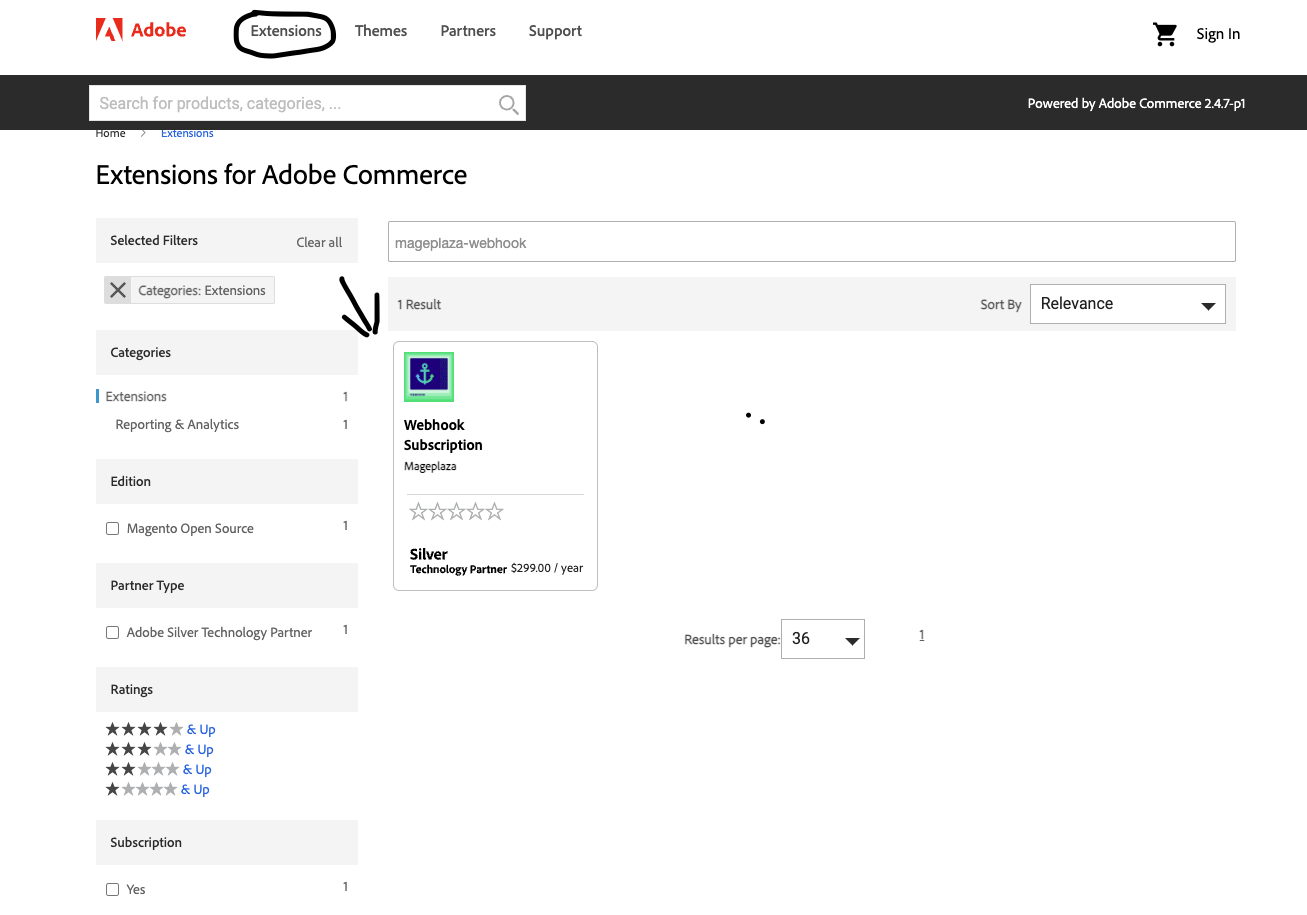 Magento Marketplace search results for mageplaza-module-webhook extension