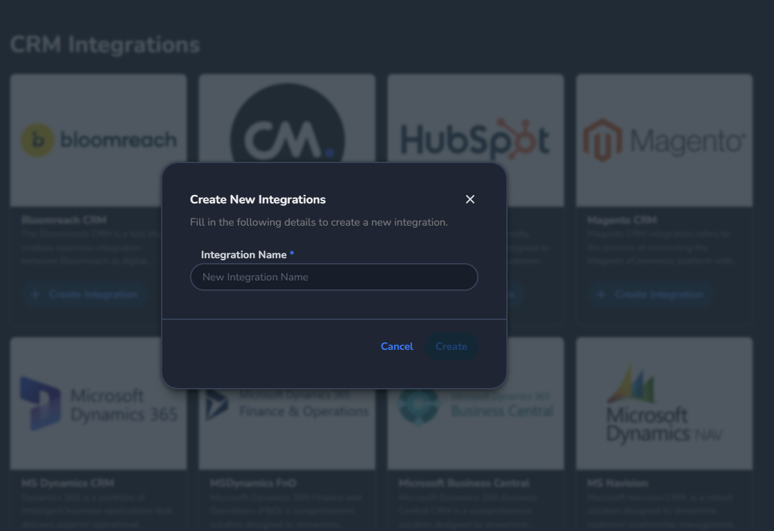 Magento CRM create integration screen in Marketplace