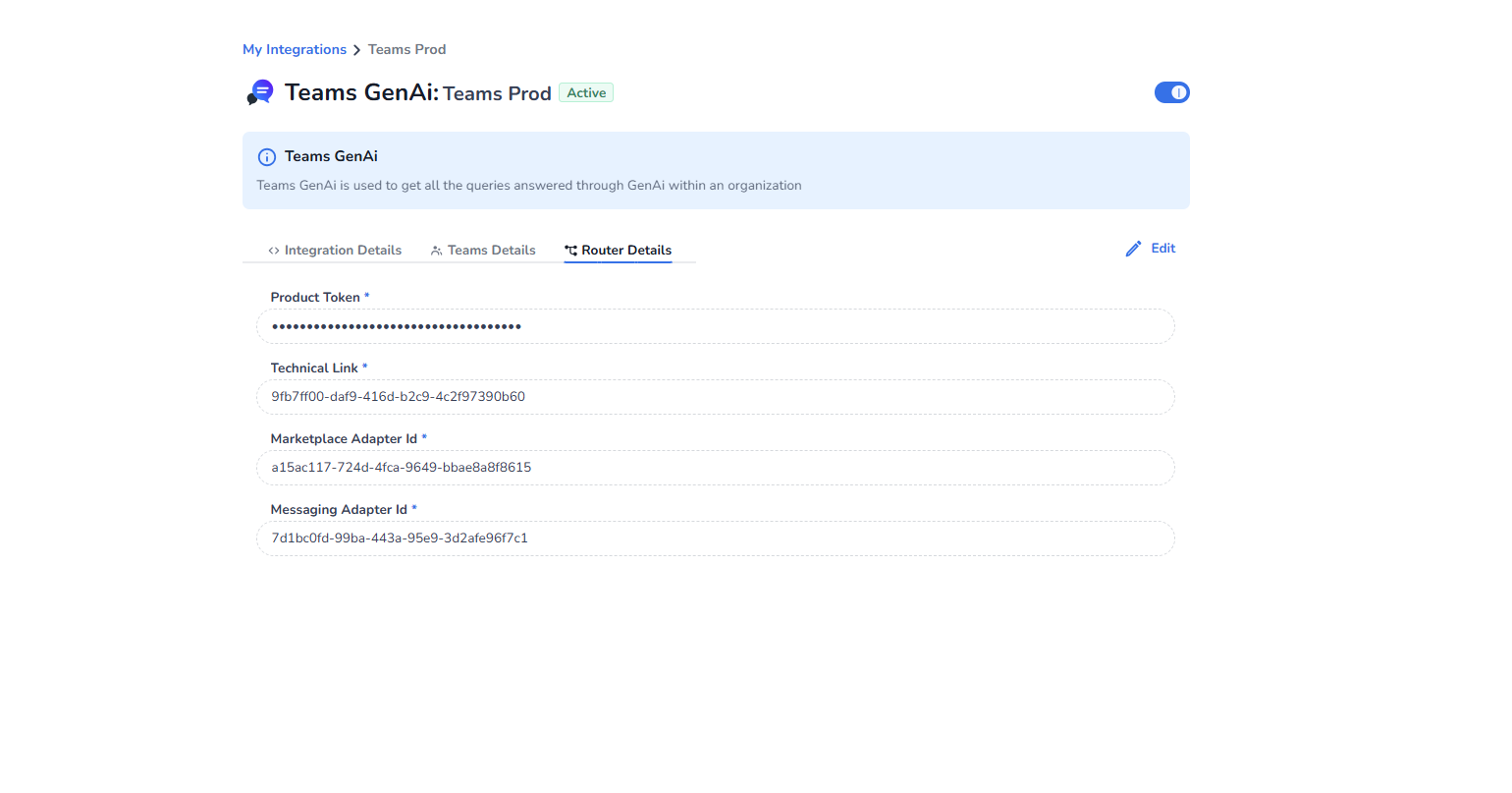 External Access Info tab in Conversational Router