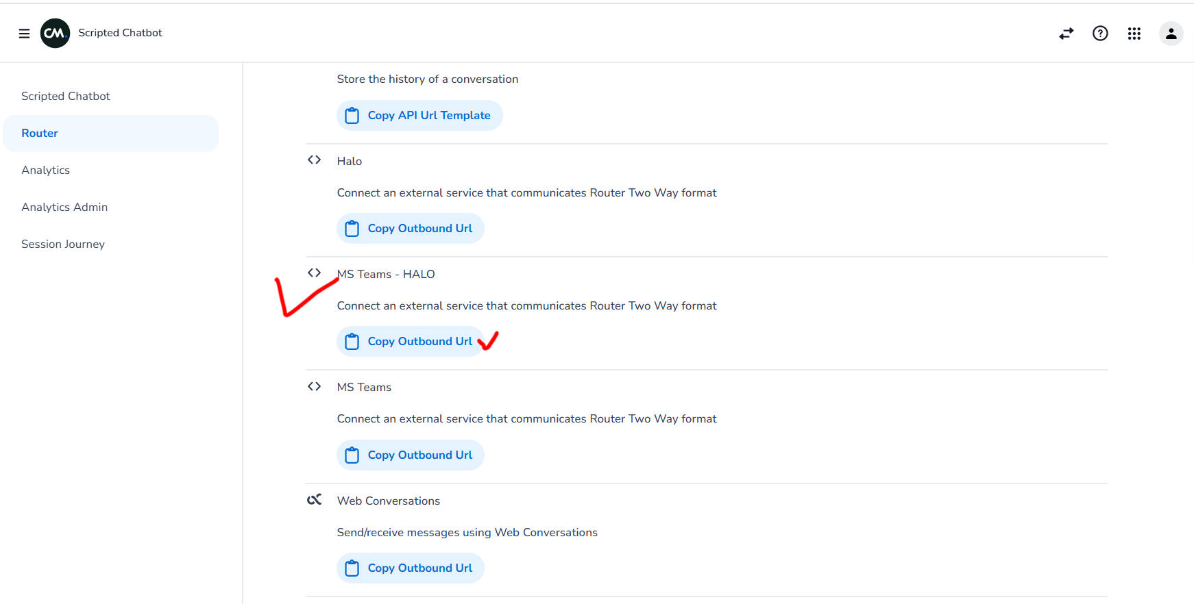 Outbound URL example 3