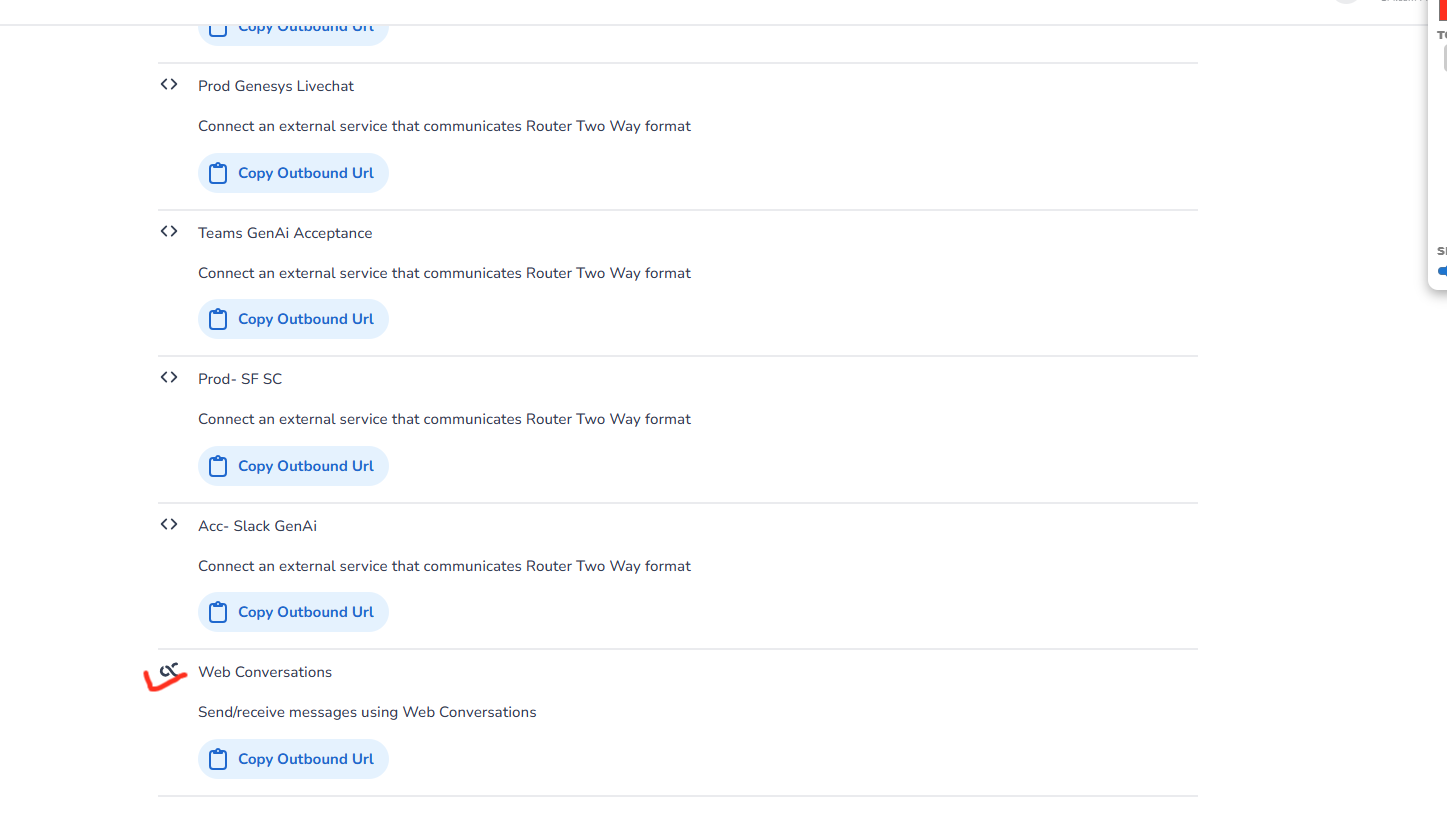 Copy Outbound URL from Conversational Router