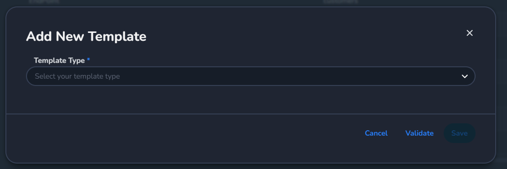 Create New Template option continued