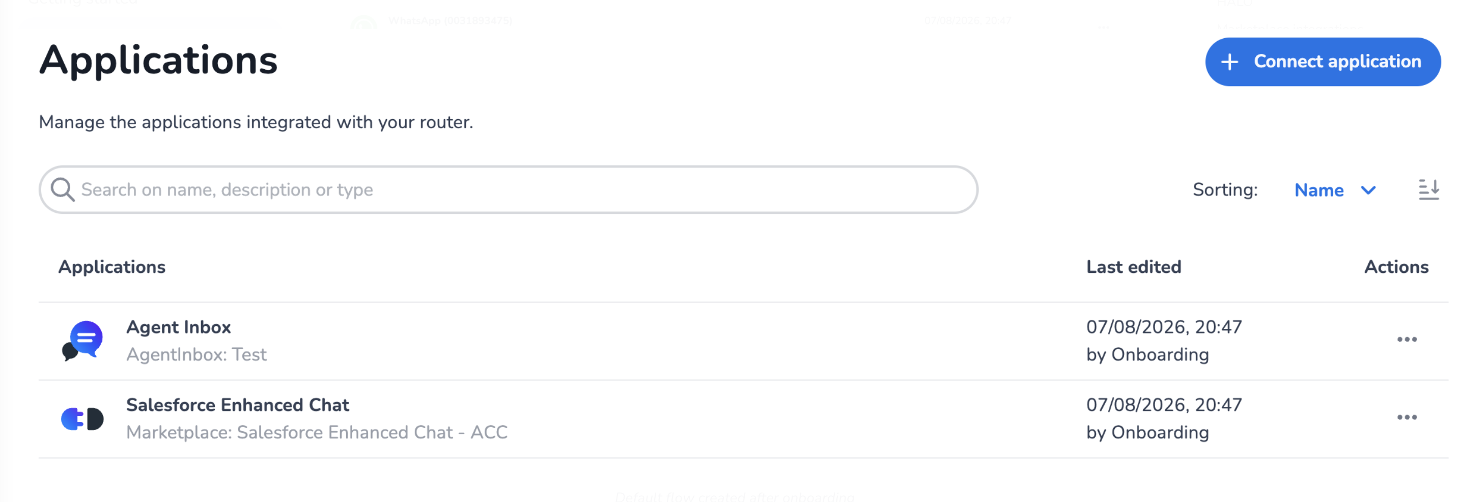 Applications created by onboarding
