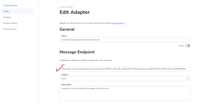 Paste endpoints into Conversational Router