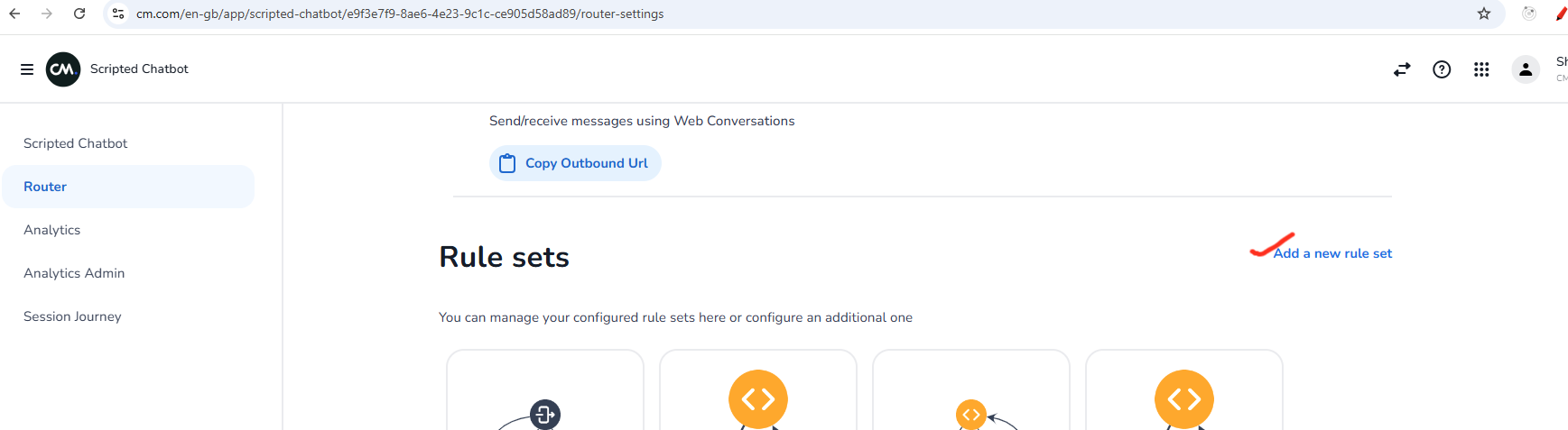 Ruleset connection between internal comms two way adapter and the desired messaging adapter