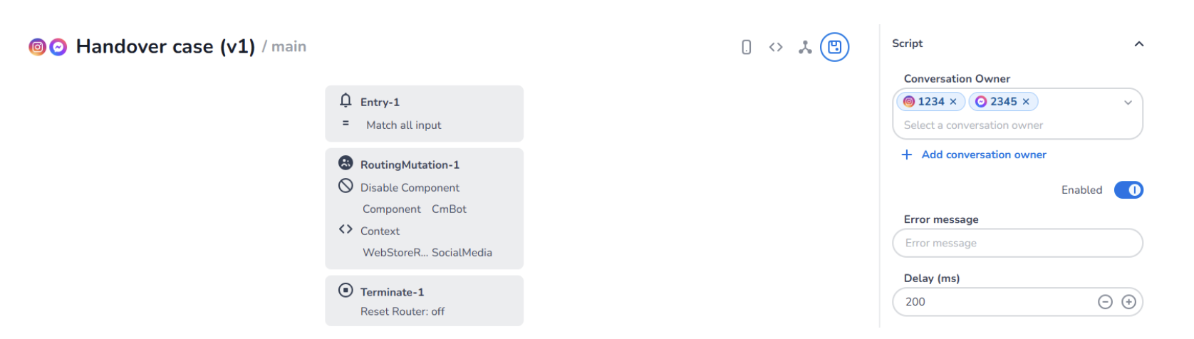 Routing specific channel identifiers using Handover block