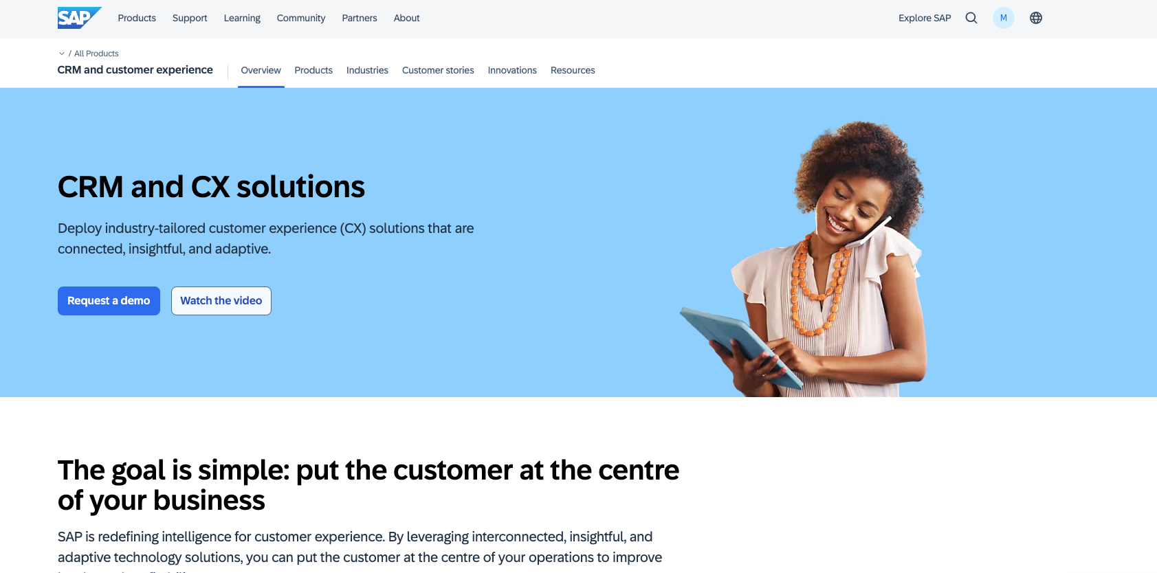 SAP CRM demo request page