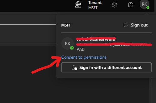 Consent to permissions dialog in Graph Explorer