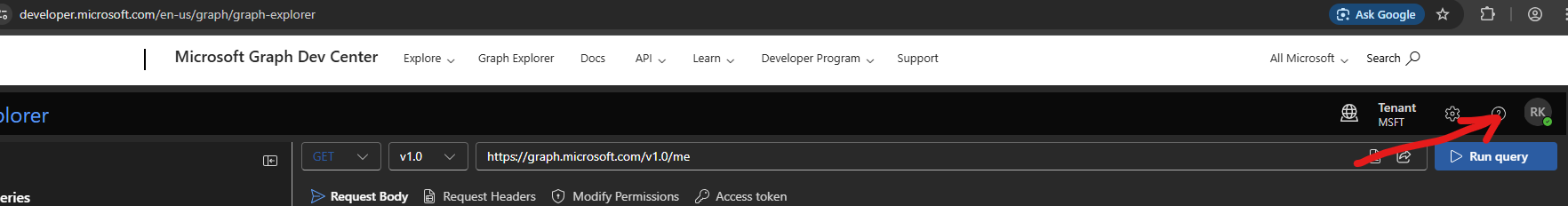 Microsoft Graph Explorer sign-in screen
