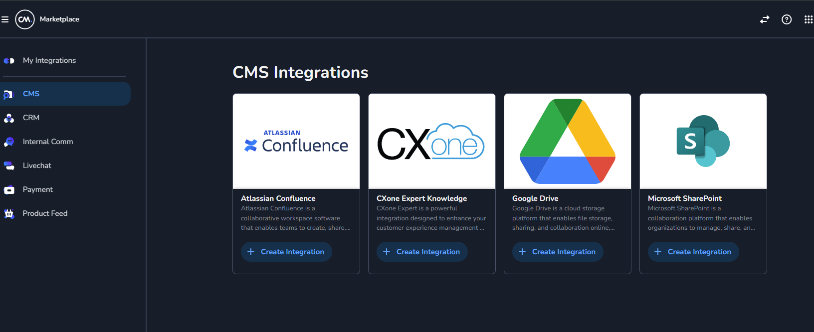 CMS section with Microsoft SharePoint selected