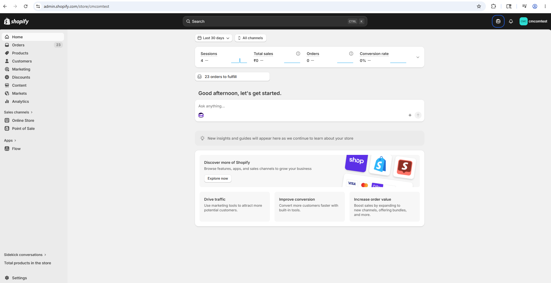 Shopify Admin login screen
