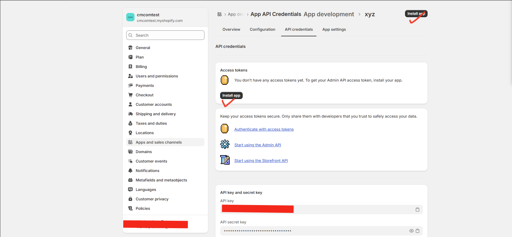 Shopify app installed confirmation