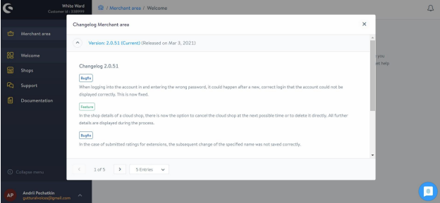 Shopware Create button and new cloud store confirmation