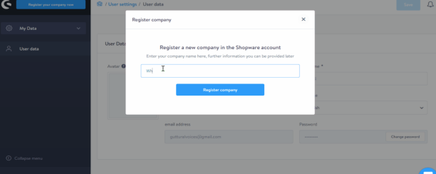 Shopware business registration form