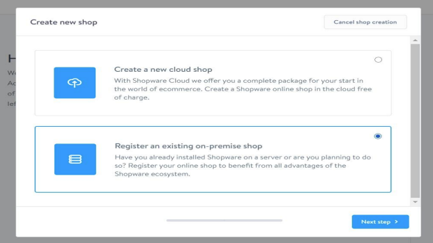 Shopware cloud storefront option