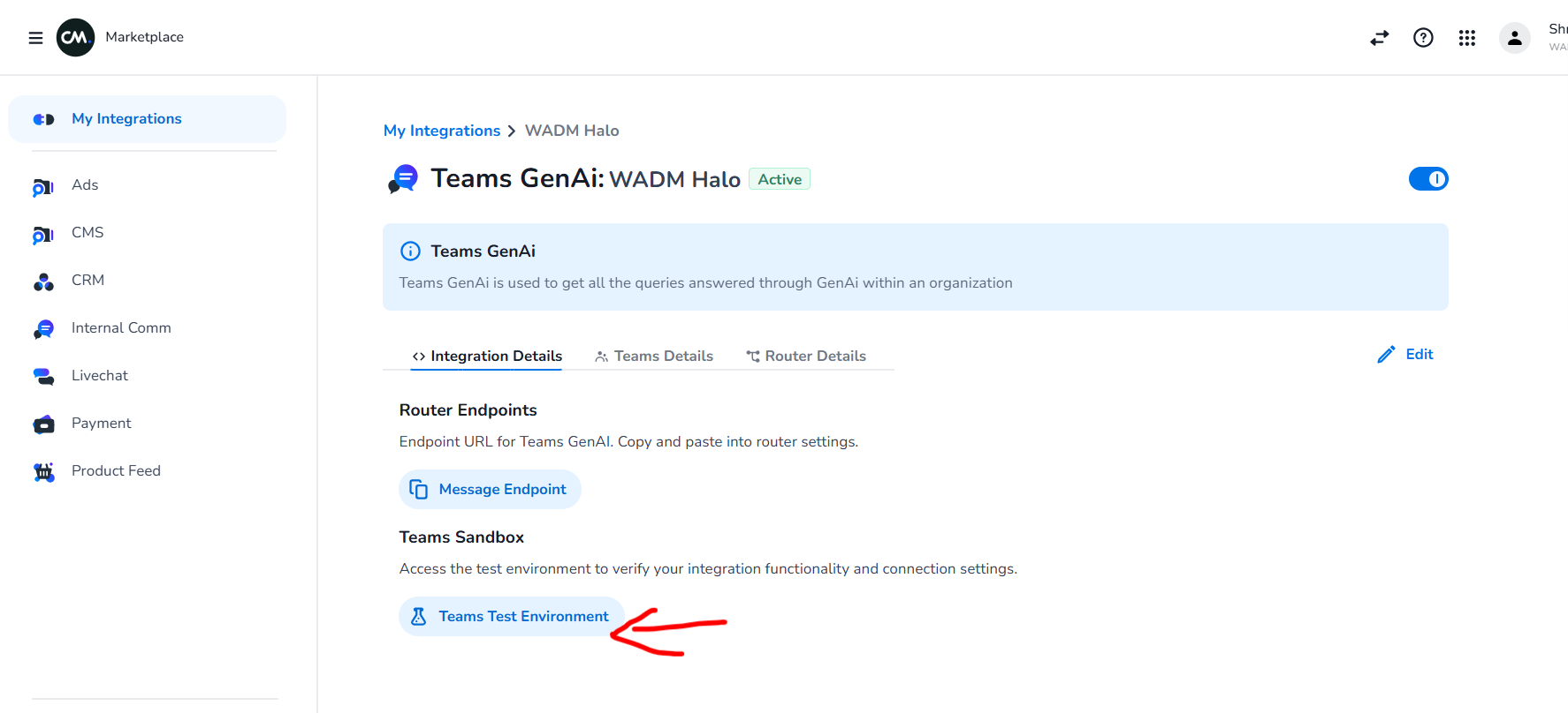 Teams Marketplace Test Environment example 1