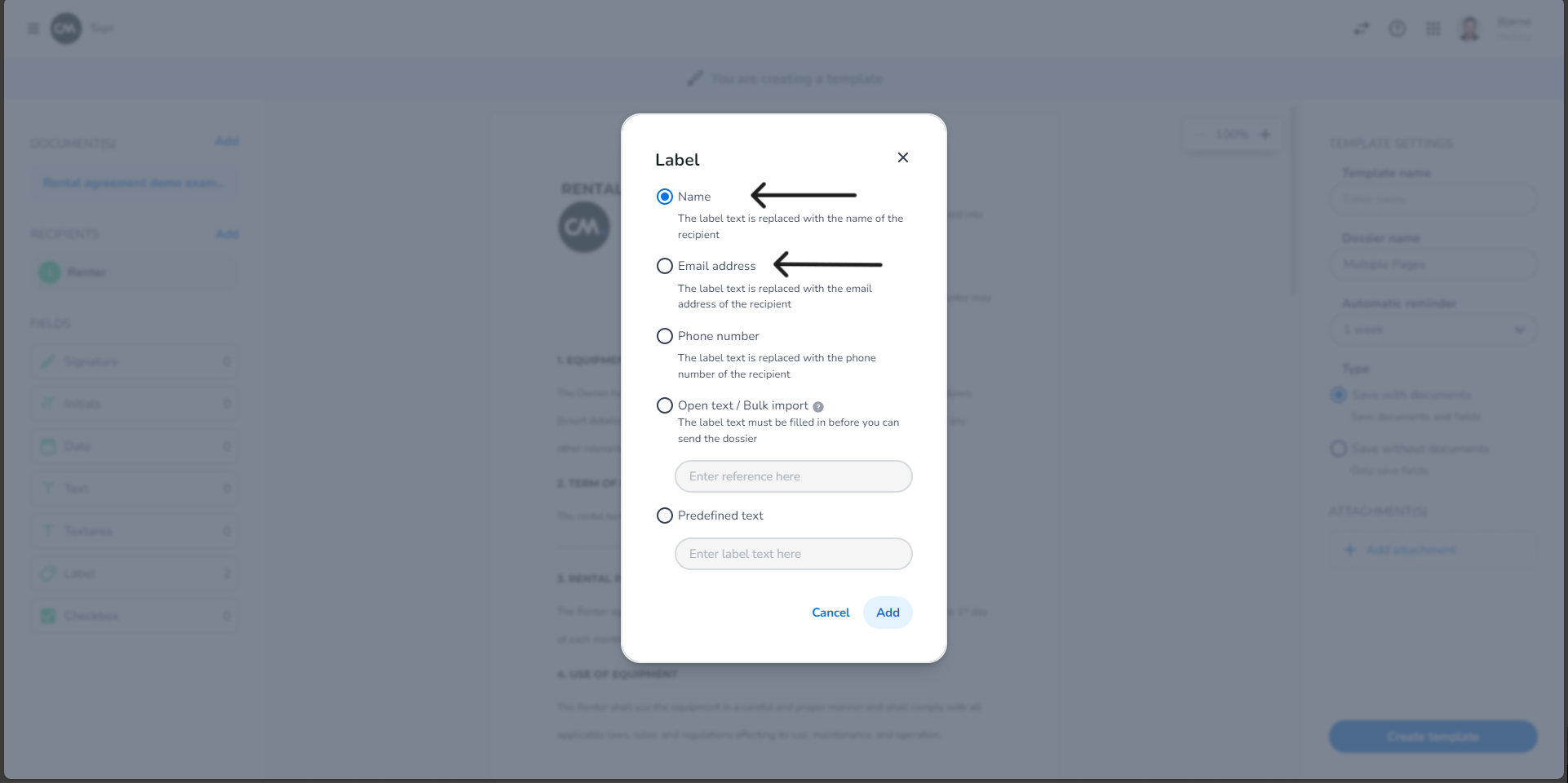 There is also the option to place the invitee's name and email address in the template. These will be set from the invitee object inside the request.