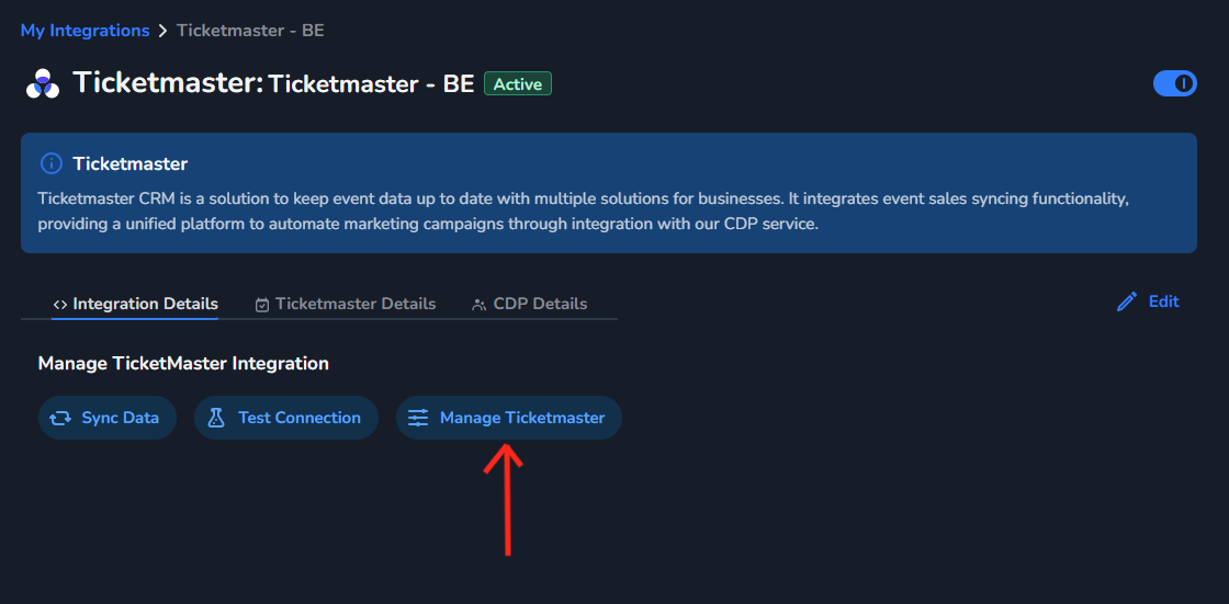 Manage Ticketmaster button