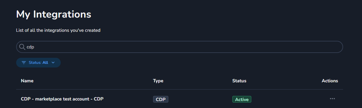Searching for the CDP Integration in the Marketplace page