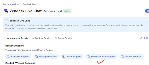 Copy the Presence Check Endpoint